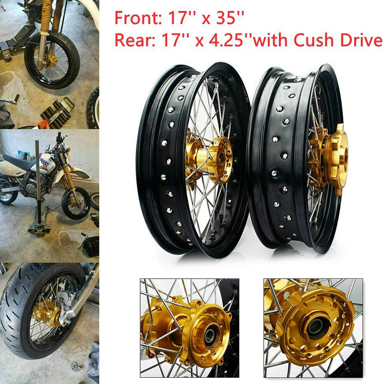 Aluminum 17" Front / Rear Wheel Rim Hub Sets for Suzuki DR650SE 1996-2024