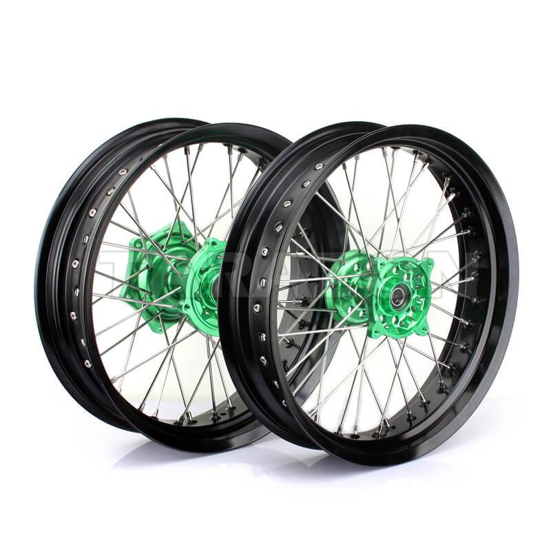 Aluminum Front / Rear Wheel Rim Hub Sets for Kawasaki KX250F KXF250 / KX450F KXF450 2006-2018