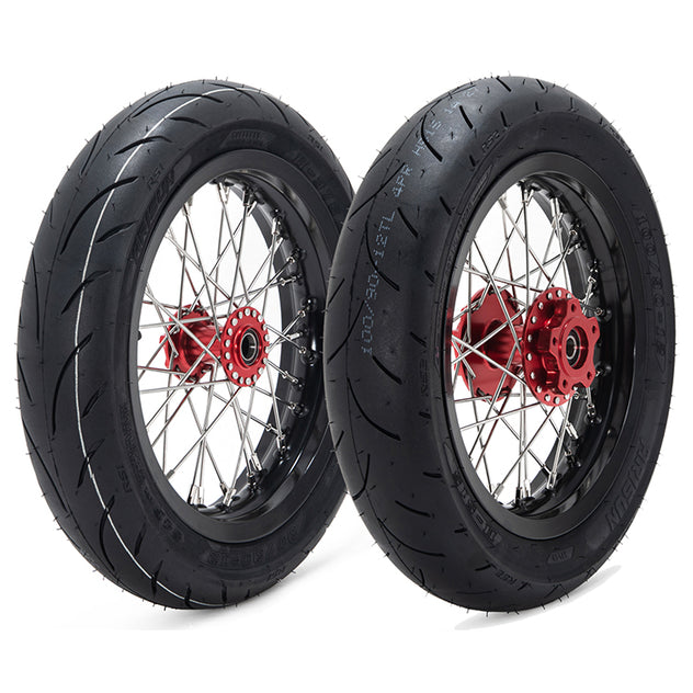 12'' 14'' Supermoto Wheel Rims Hubs Tires Set For Sur-Ron Light Bee X