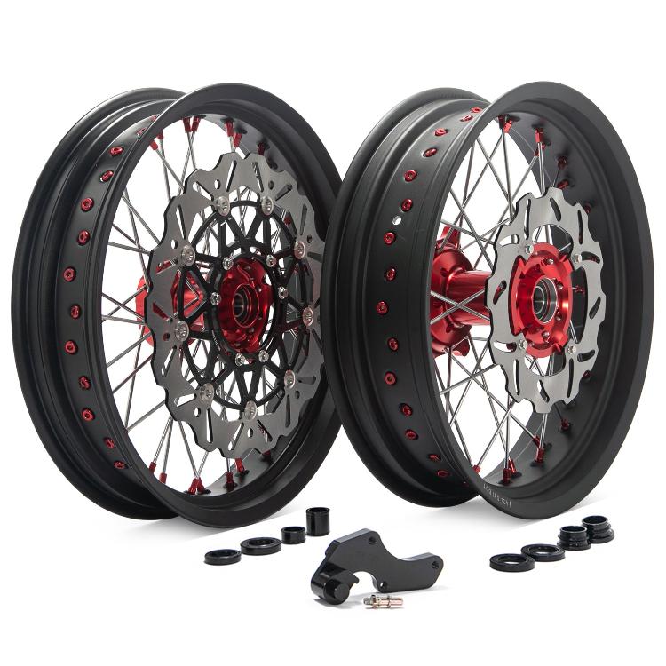17" Front & Rear Spoked Wheel Rim Hub Rotor Kit for Honda CR125 CR250 2004-2007 / CRF250R 2004-2013 / CRF450R 2004-2012