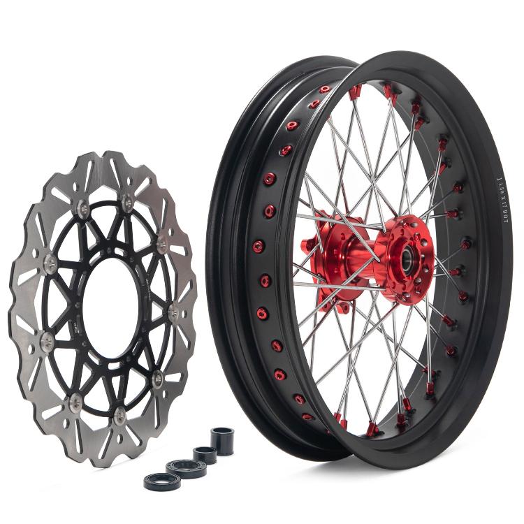 17" Front & Rear Spoked Wheel Rim Hub Rotor Kit for Honda CRF250R 2014 / CRF450R 2013 2014 3