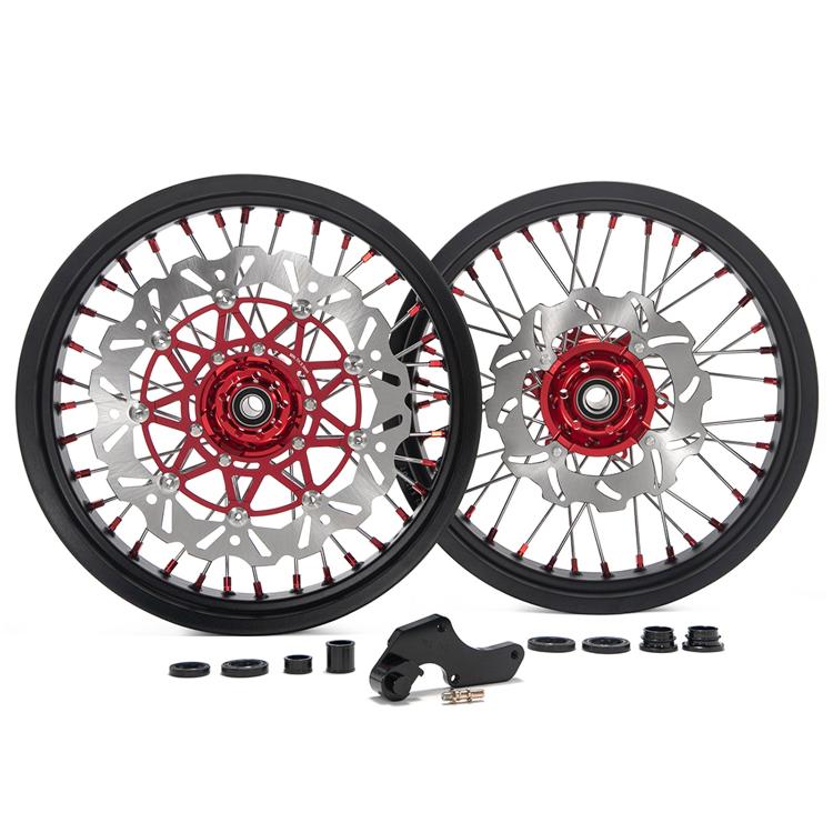 17" Front & Rear Spoked Wheel Rim Hub Rotor Kit for Honda CRF250R 2014 / CRF450R 2013 2014 4