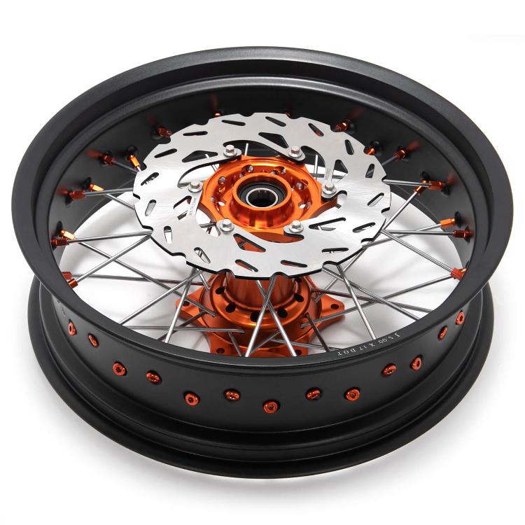 17"×3.5" Front & 17"×5.0" Rear Supermoto Wheel Rotor Kit for KTM SXF EXC-G XC SXS EXC XCW EXC-F XC-F 125-540 / HUSABERG ALL MODELS / SHERCO 125-500 3