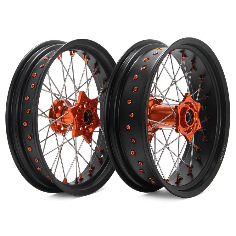 17"×3.5" Front & 17"×5.0" Rear Supermoto Wheel Rotor Kit for KTM SXF EXC-G XC SXS EXC XCW EXC-F XC-F 125-540 / HUSABERG ALL MODELS / SHERCO 125-500