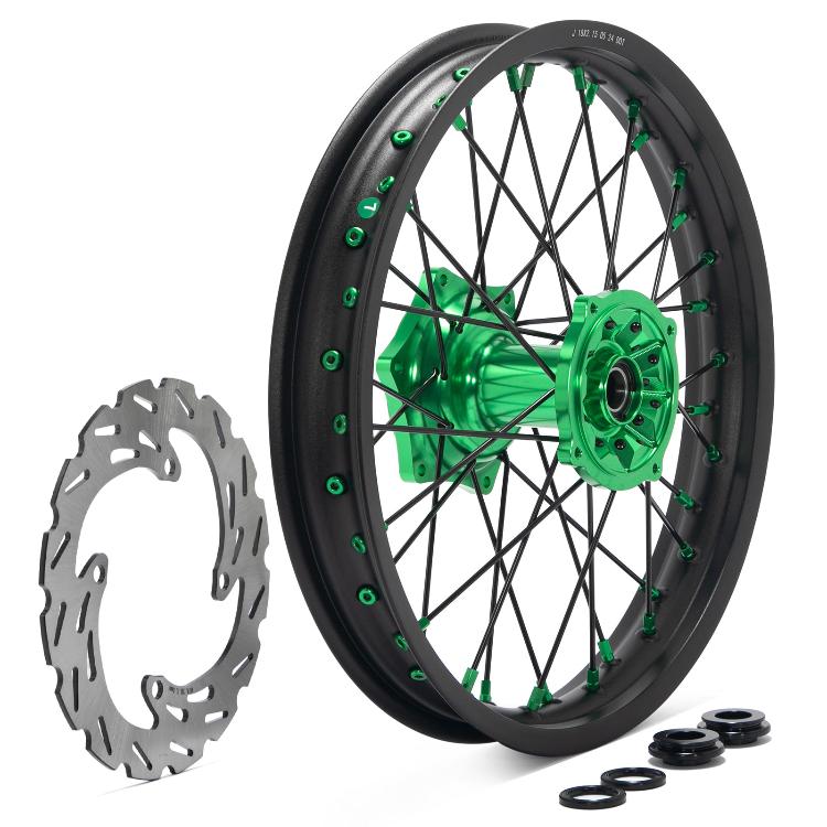 21" Front & 18" Rear Wheel Rim Hub Rotor Set for Kawasaki KX125 KX250 2006-2008 / KX250F KX450F 2006-2014
