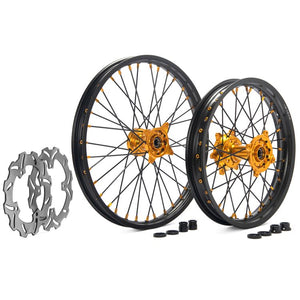 Aluminum 21" Front & 18" Rear Spoked Wheel Rim Hub Rotor Set for Suzuki RMZ250 2007-2024 / RMZ450 2005-2024