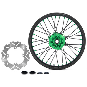 21" Front & 18" Rear Wheel Rim Hub Rotor Set for Kawasaki KX125 KX250 2006-2008 / KX250F KX450F 2006-2014