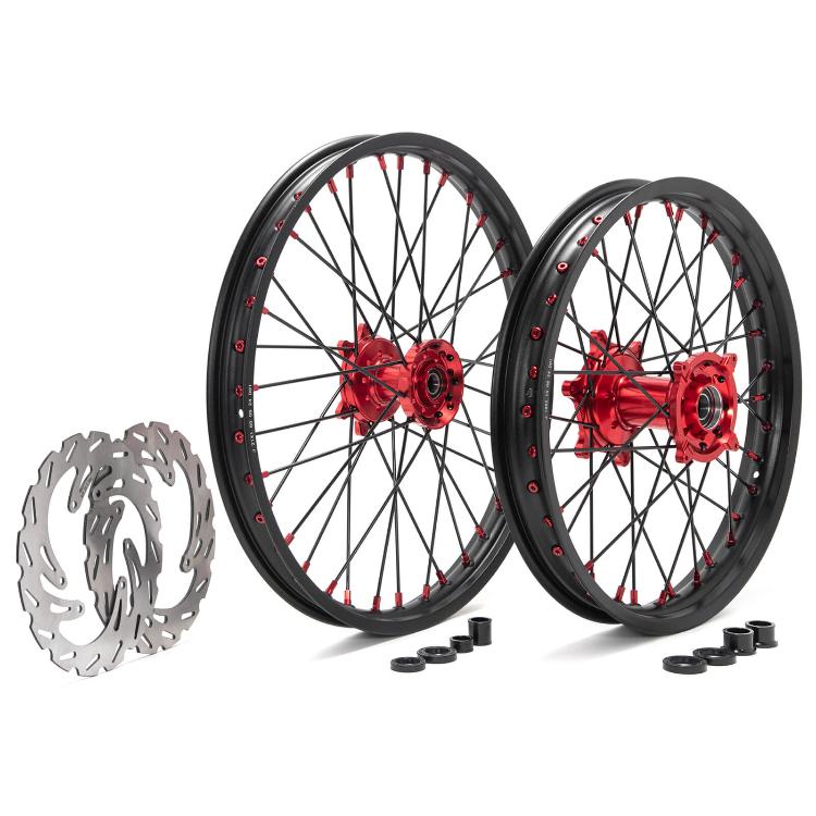 21×1.6 Front & 19×2.15 Rear Spoked Wheel Rim Hub Rotor Kit for Honda CRF250R 2004-2013 / CRF450R 2002-2012 5