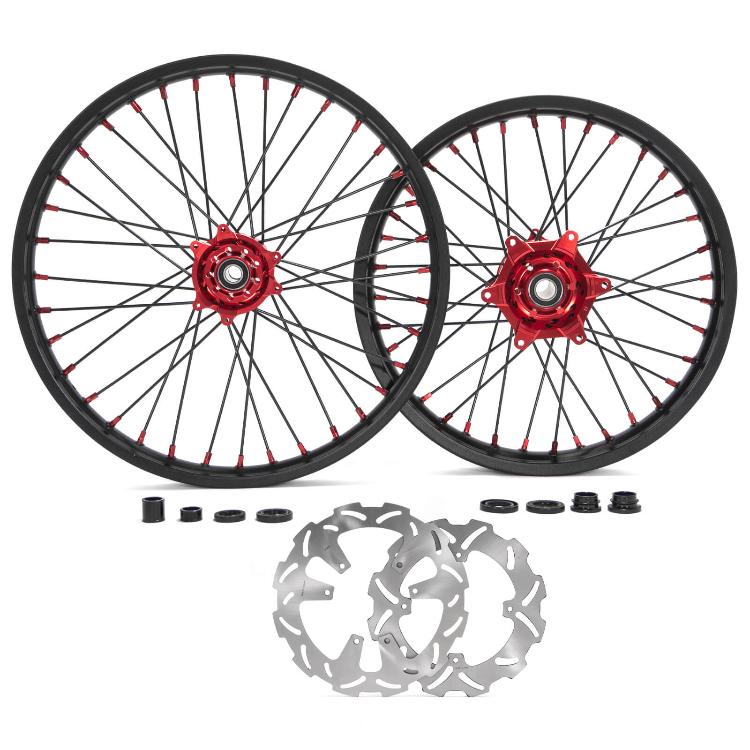 21"×1.6" Front & 19"×2.15" Rear Spoked Wheel Rim Hub Set for Honda CRF250R 2015-2025 / CRF450R 2015-2024 / CRF450RX 2017-2018