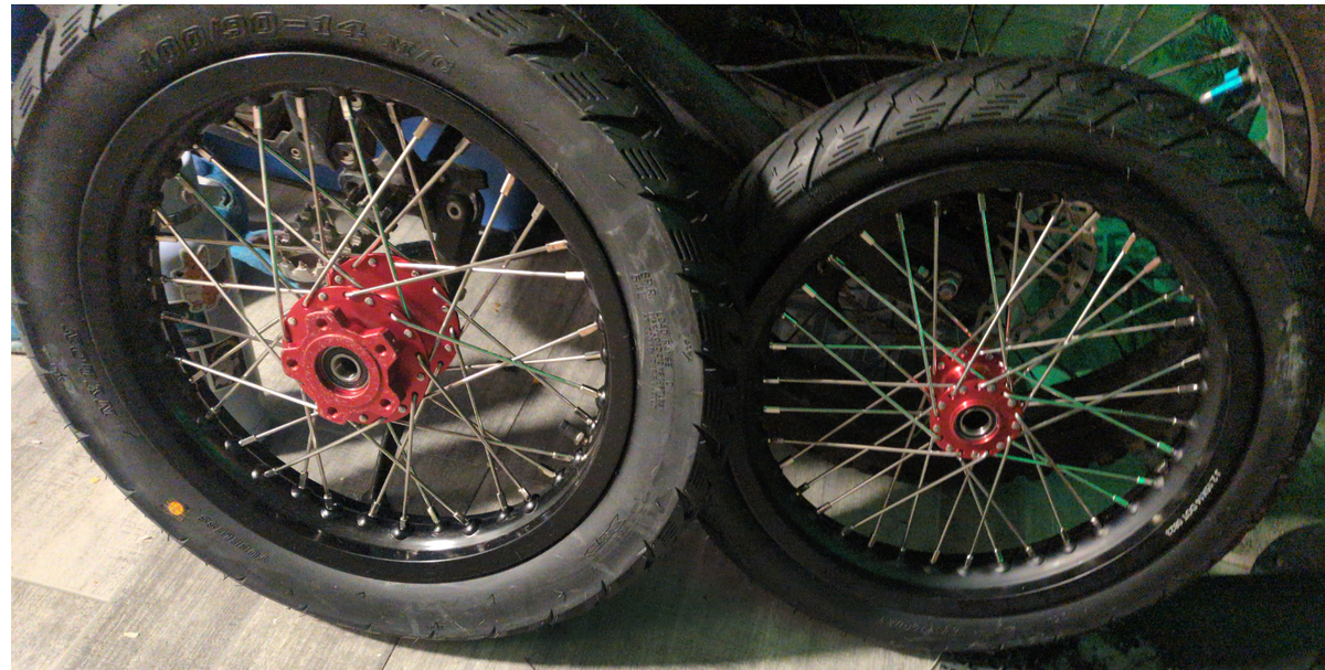 Returned Red 14" Front Rear Wheel Rim Hub Tire Set for Talaria Sting / Talaria XXX / X3 Pro (XXX Pro) / Talaria Sting MX3 / R MX4
