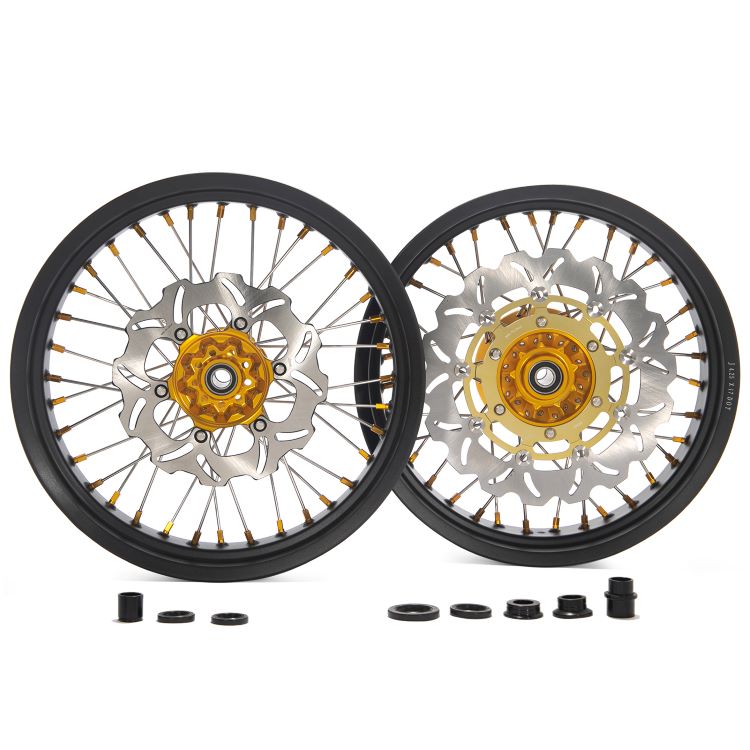 Aluminum 17" Front & Rear Wheel Rim Hub Rotor Set for Suzuki DRZ400SM SuperMotard 2005-UP