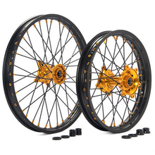 Load image into Gallery viewer, Aluminum 21&quot; Front &amp; 18&quot; Rear Spoked Wheel Rim Hub Rotor Set for Suzuki RMZ250 2007-2024 / RMZ450 2005-2024