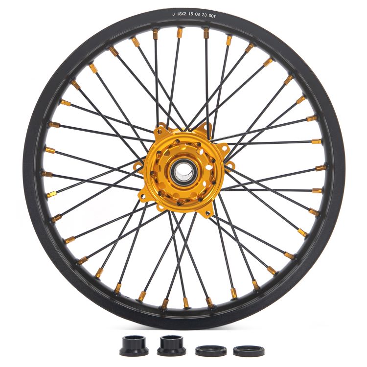 Aluminum 21" Front & 18" Rear Spoked Wheel Rim Hub Rotor Set for Suzuki RMZ250 2007-2024 / RMZ450 2005-2024 4
