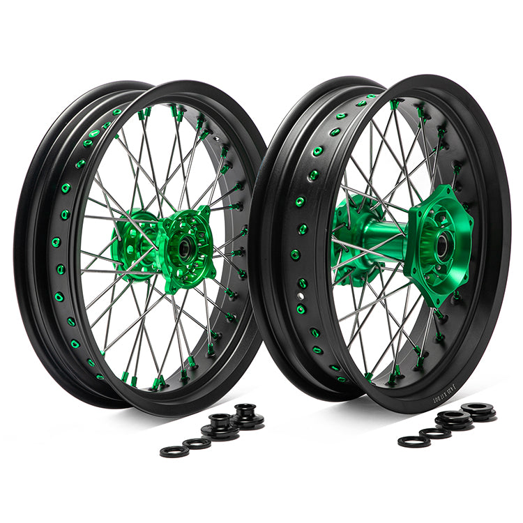 Aluminum Front & Rear Wheel Rim Hub Sets for Kawasaki KX125 2006-2013 / KX250 2006-2013 2019-2020 / KX250F KX450F 2006-2018 3