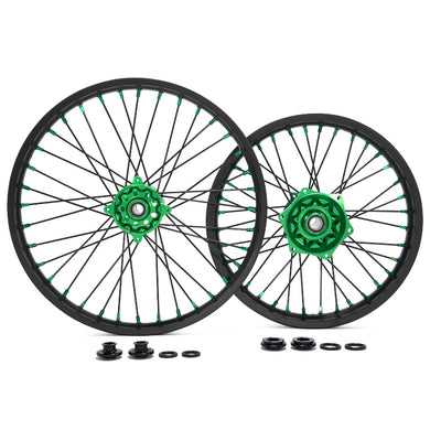 Aluminum 21'' Front & 18'' / 19'' Rear Wheel Rim Hub Sets for Kawasaki KX250 KX250X 2021-2024 / KX450 2019-2024