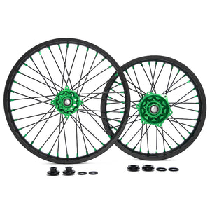 Aluminum 21'' Front & 18'' / 19'' Rear Wheel Rim Hub Sets for Kawasaki KX250 KX250X 2021-2024 / KX450 2019-2024