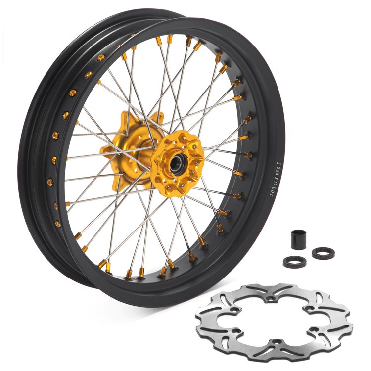 Aluminum 17" Front & Rear Wheel Rim Hub Rotor Set for Suzuki DRZ400SM SuperMotard 2005-UP 8