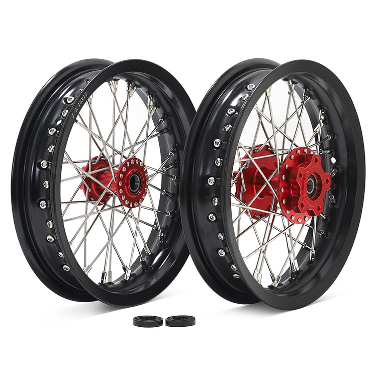 12''x2.15'' Supermoto Front / Rear Spoke Wheel Set for Sur-Ron Light Bee X / Segway X160 X260 / 79Bike Falcon M / E Ride Pro-SS 2.0 3
